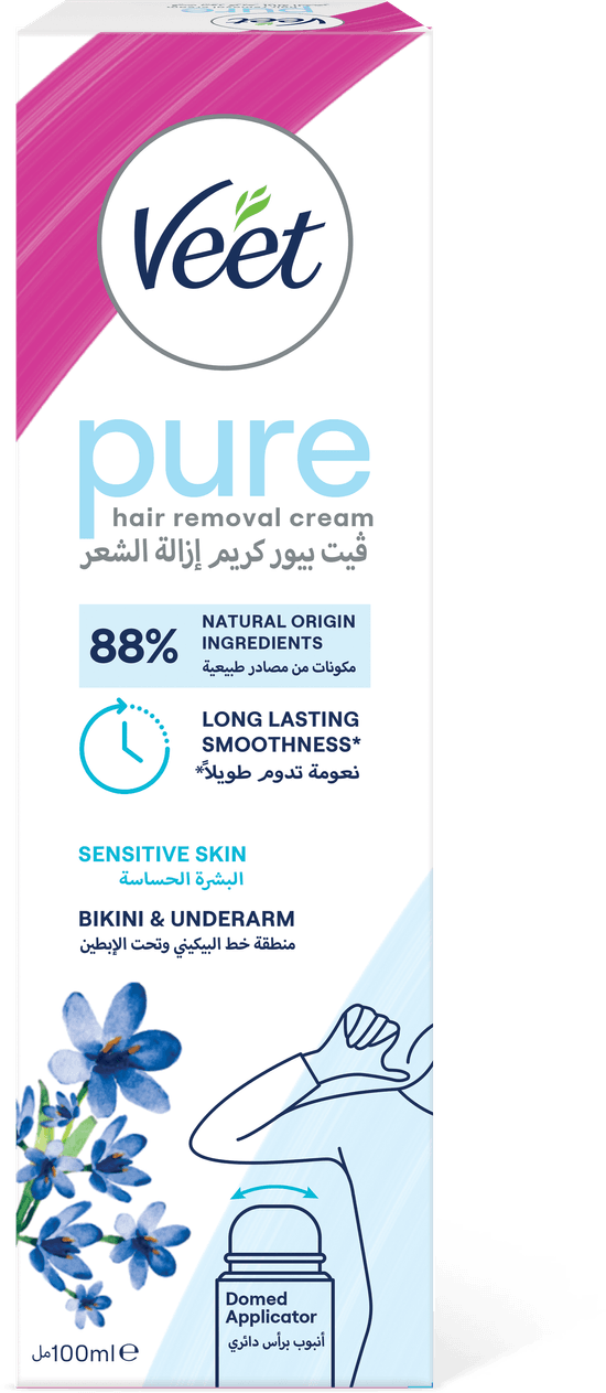 Pure Bikini & Underarm Hair Removal Cream with Domed applicator 100ML
